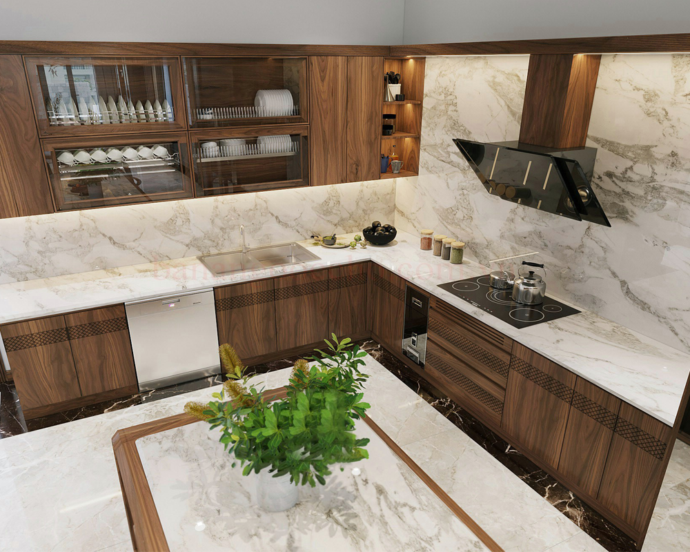 Tủ bếp gỗ óc chó