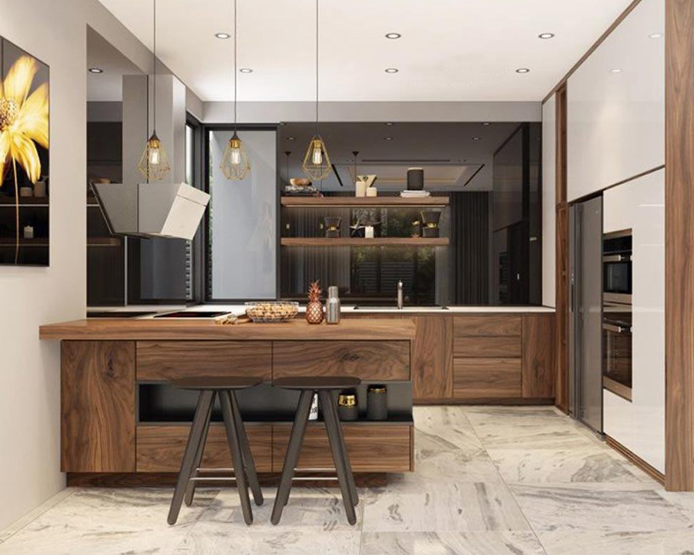 Tủ bếp gỗ óc chó