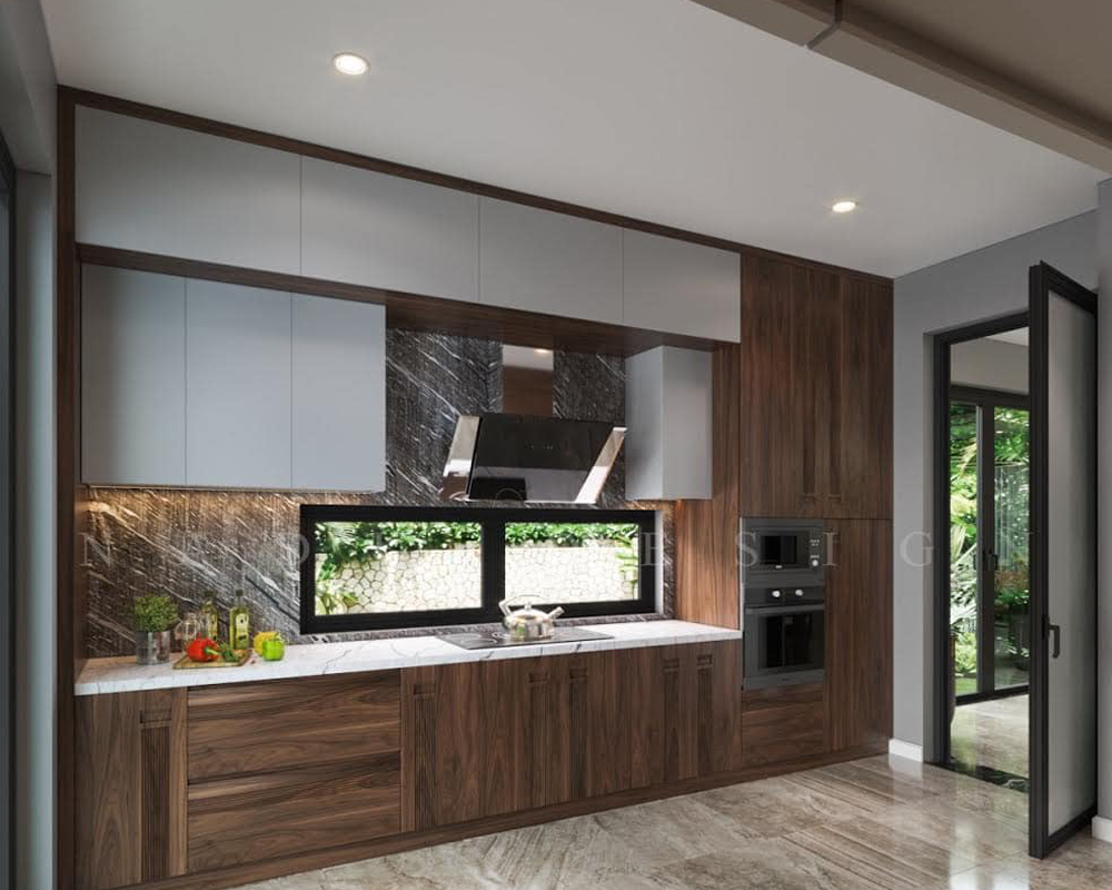 Tủ bếp gỗ óc chó