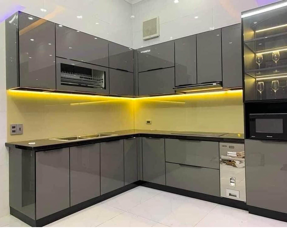 Tủ bếp inox cánh acrylic