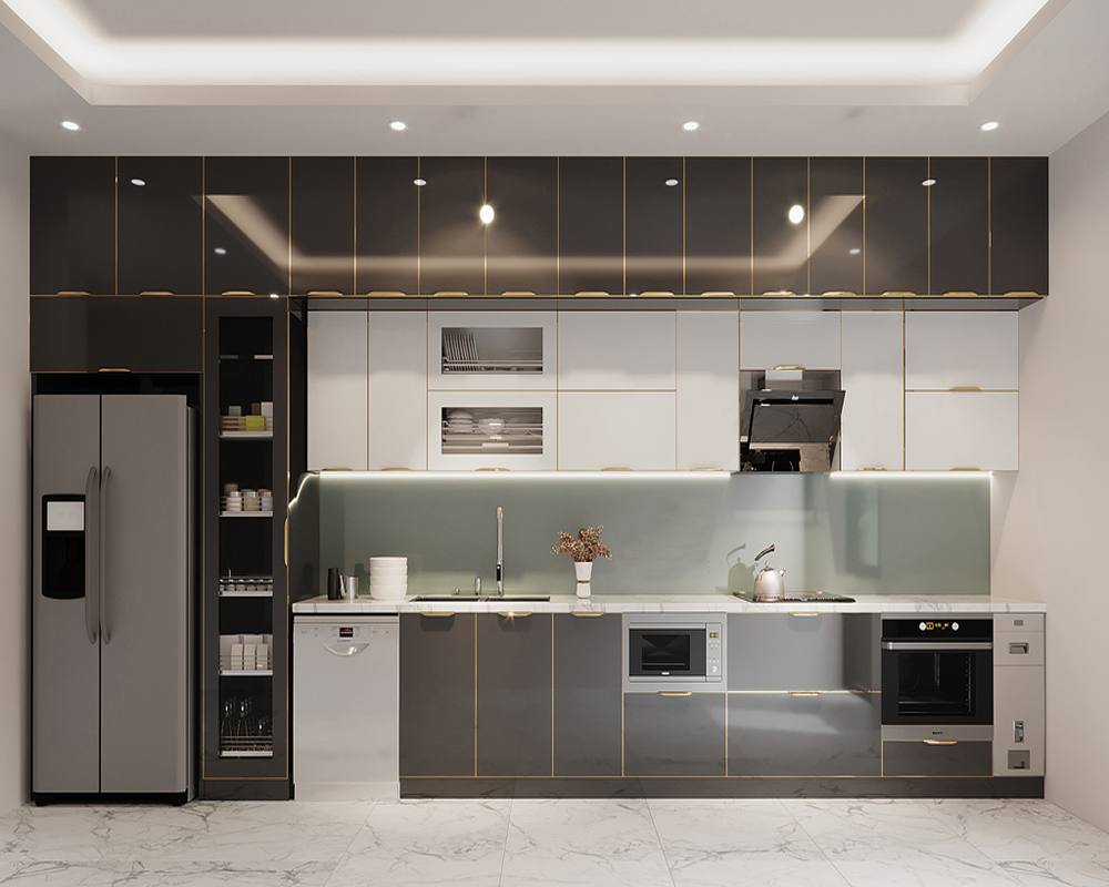 Tủ bếp inox cánh acrylic
