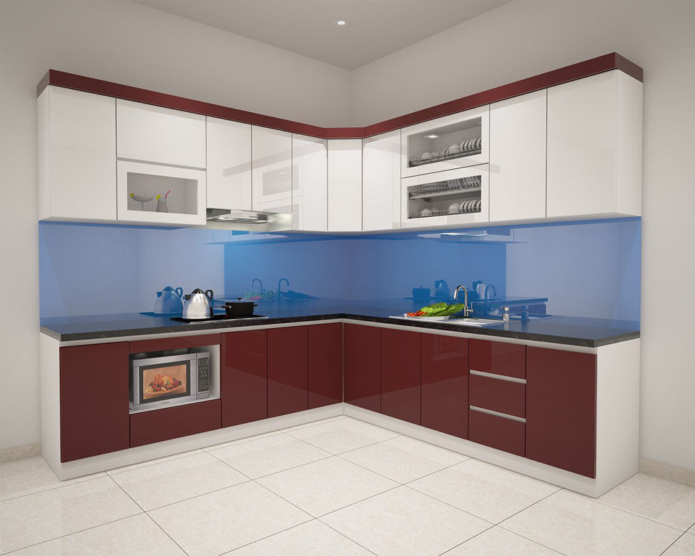 Tủ bếp inox cánh acrylic
