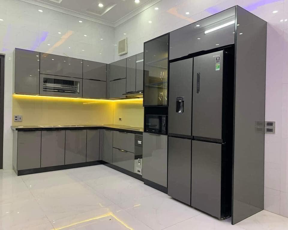 Tủ bếp inox cánh acrylic