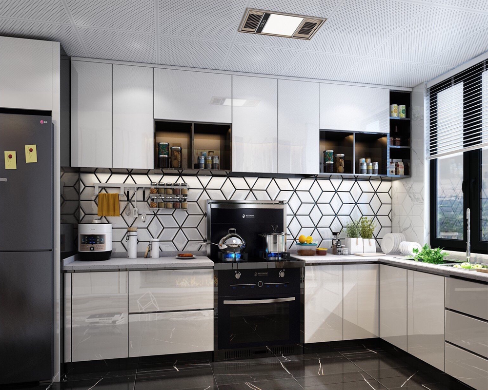 Tủ bếp inox cánh kính