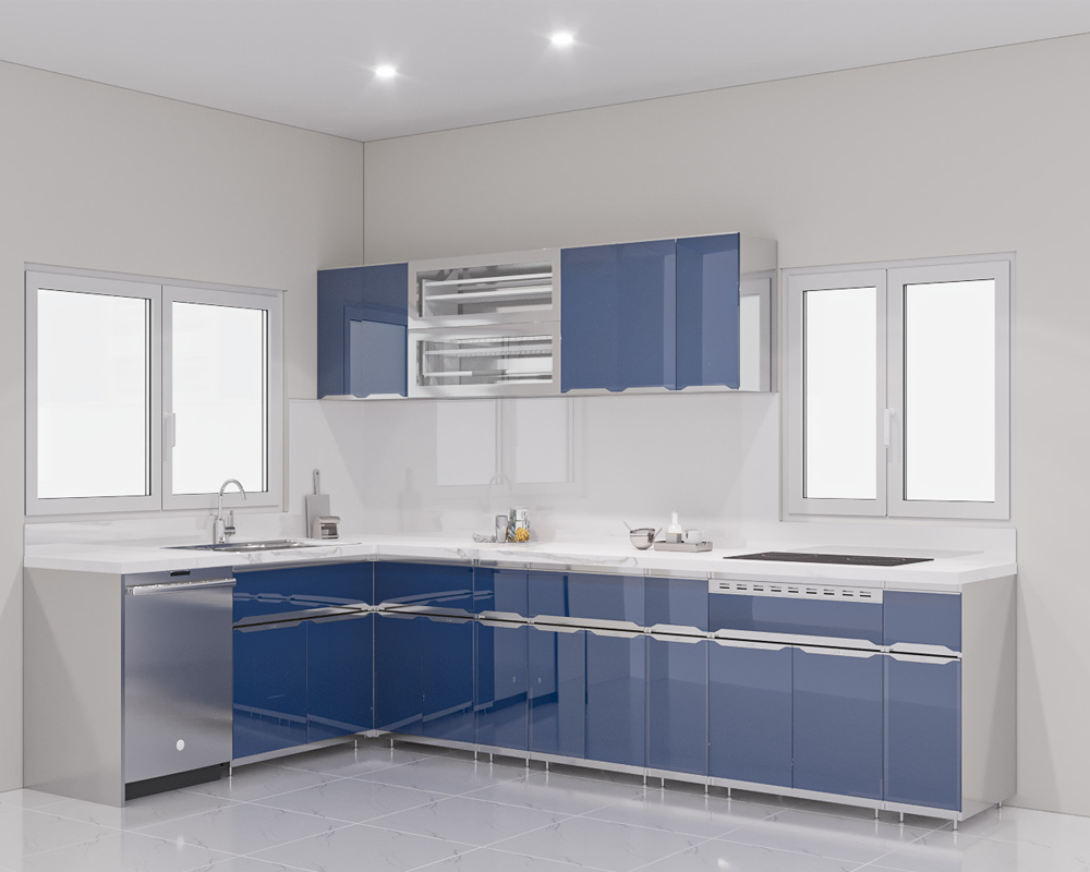 Tủ bếp inox cánh kính