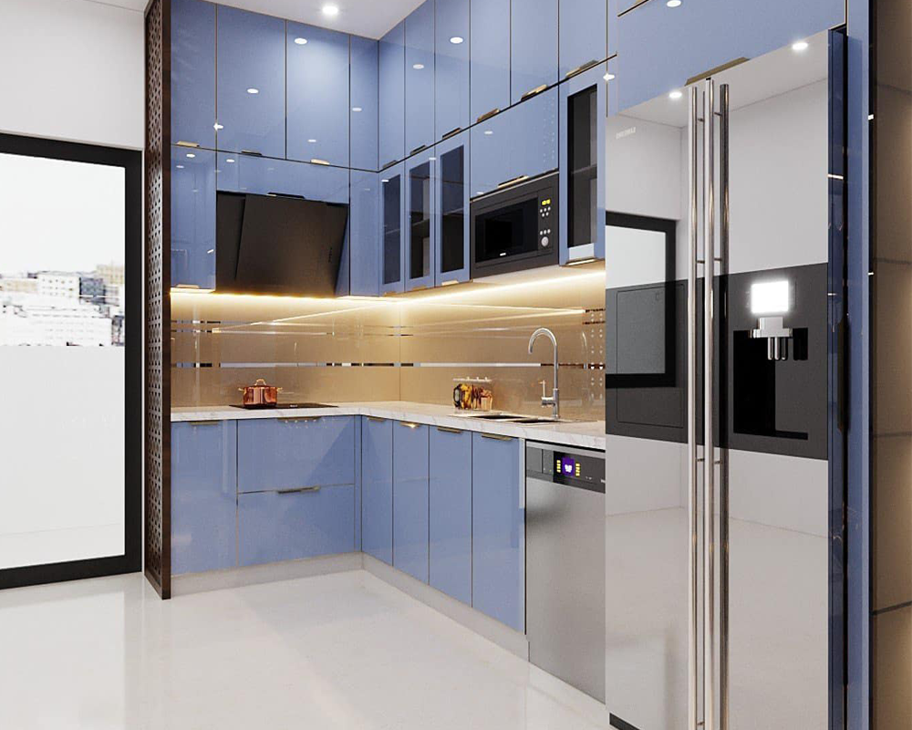 Tủ bếp inox cánh kính