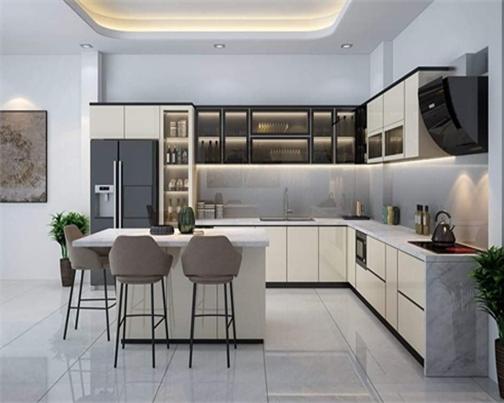 Tủ bếp inox cánh kính